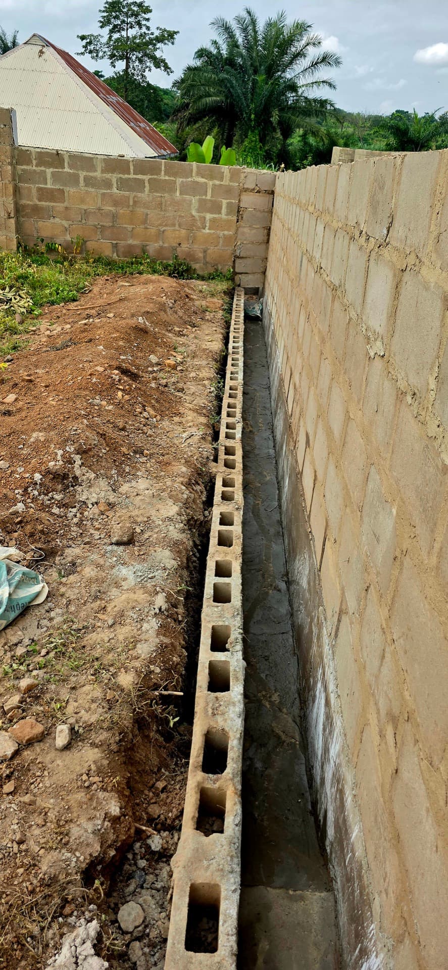 Drainage construction in progress